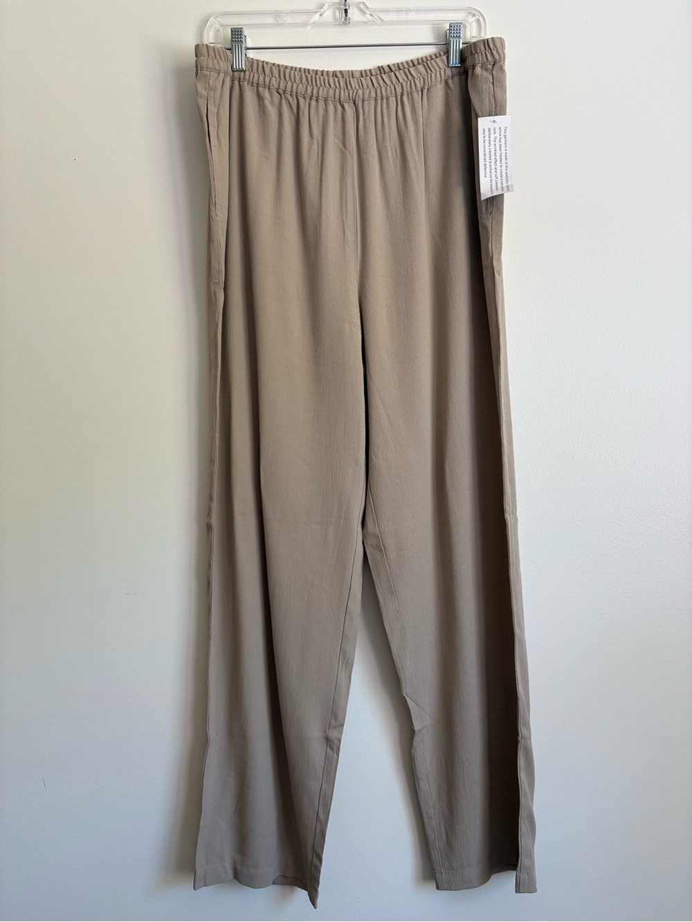 Linea by Louis Dell’Olio Lightweight Elastic Waist Wide Leg Trousers Taupe L